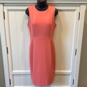 Calvin Klein Orange Sheath Midi Dress for Wedding Guest